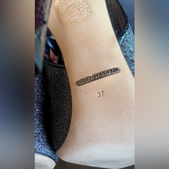 NEW Dolce & Gabbana DG Grey Raffia & Snakeskin Cutout Pointed Toe Heels EU 37 - Picture 9 of 12